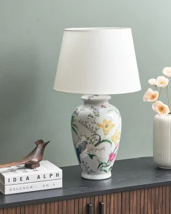 New Beliani Lampada da tavolo ACROSSO Porcellana Bianco Bianco Blu Giallo Rosa Verde