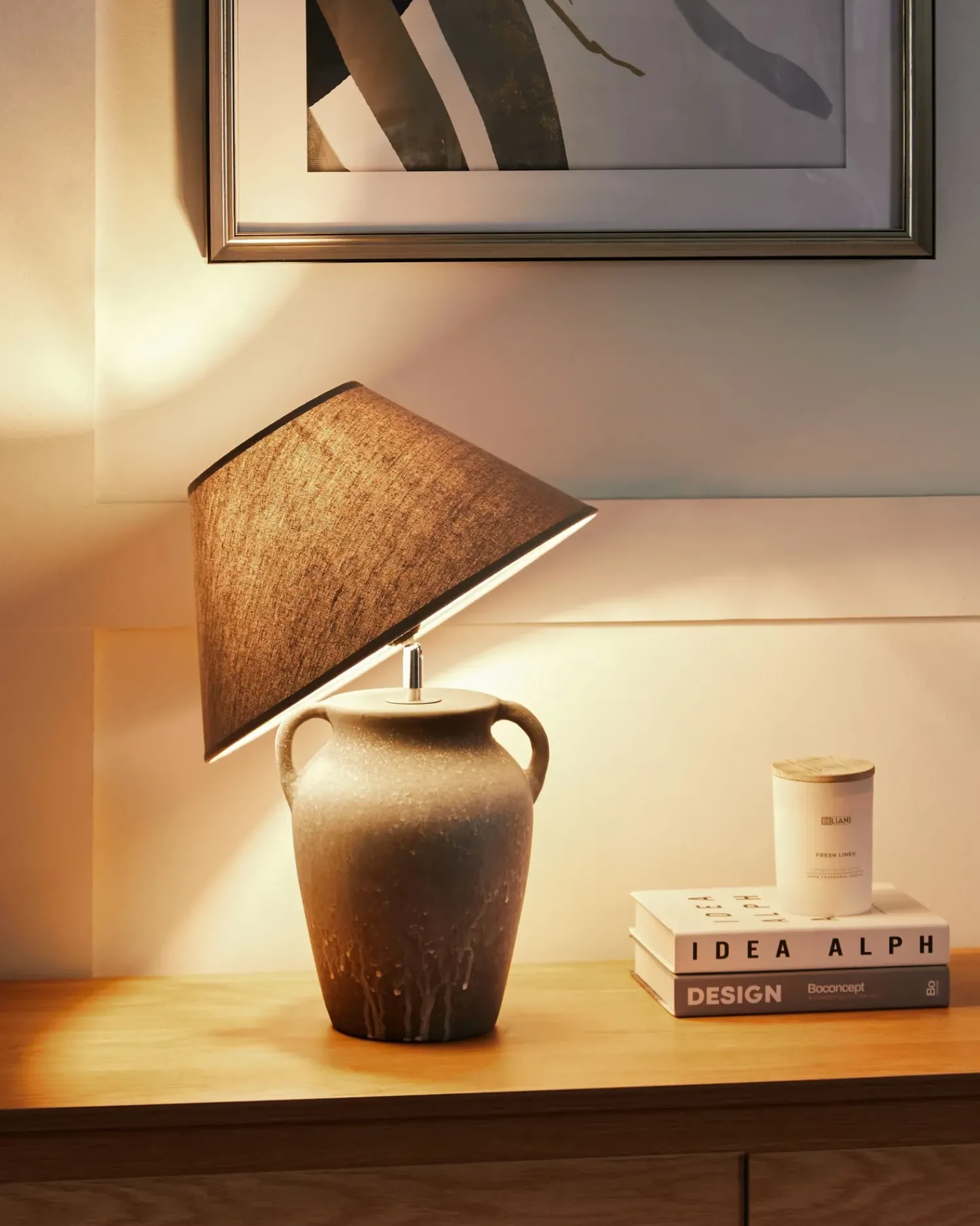 Sale Beliani Lampada da tavolo AGEFET Ceramica Grigio Beige Grigio