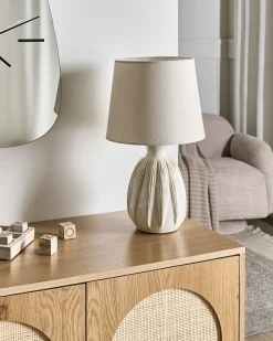Beliani Lampada da tavolo AGUAN Ceramica chiaro Beige