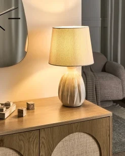 Beliani Lampada da tavolo AGUAN Ceramica chiaro Beige