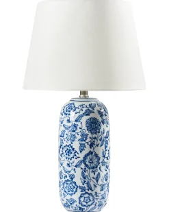 Outlet Beliani Lampada da tavolo AIBONITO Porcellana Bianco/Blu Bianco Blu