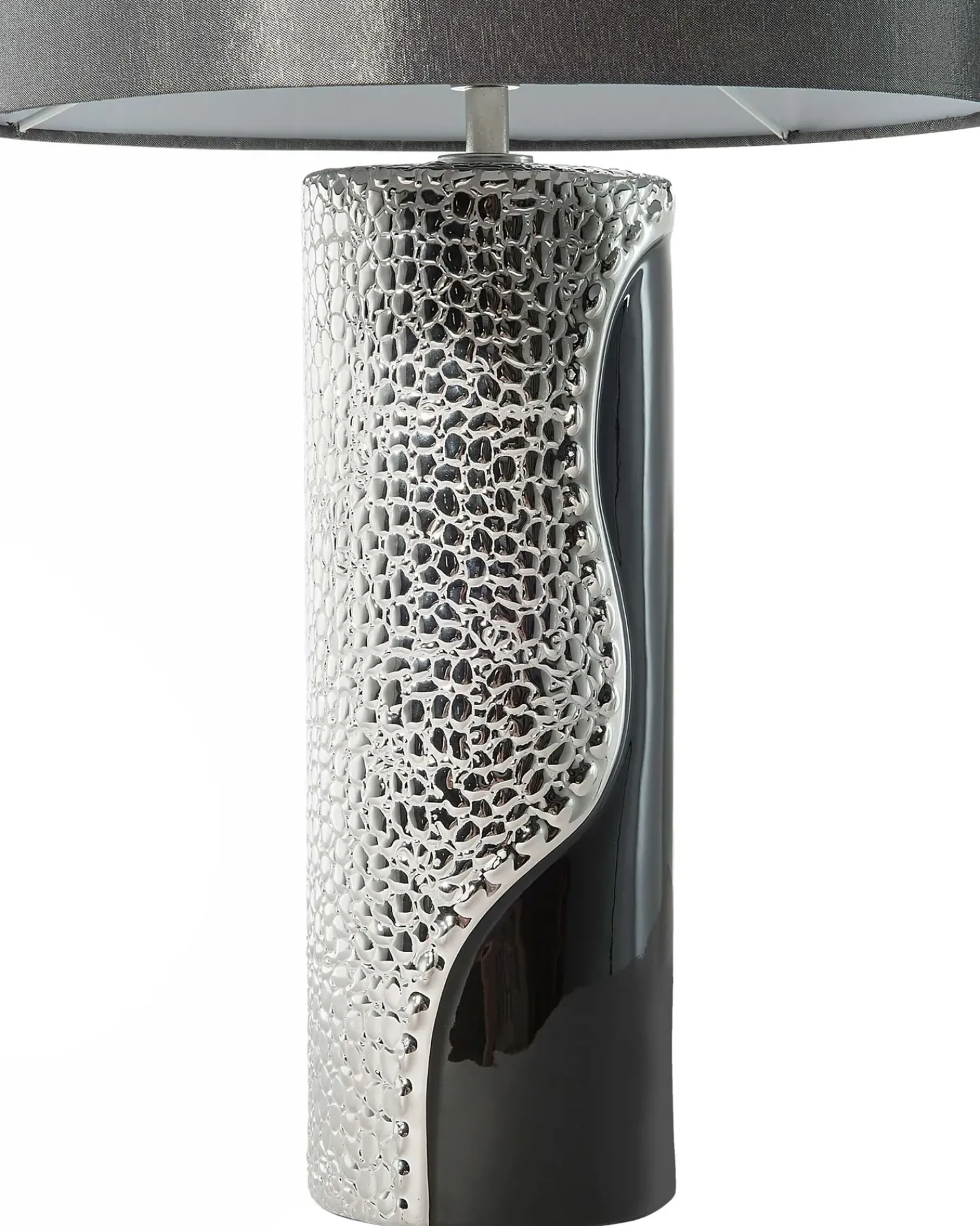 Outlet Beliani Lampada da tavolo AIKEN Porcellana Nero Argento Nero