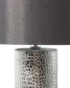 Outlet Beliani Lampada da tavolo AIKEN Porcellana Nero Argento Nero