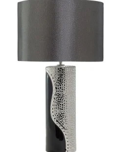 Outlet Beliani Lampada da tavolo AIKEN Porcellana Nero Argento Nero