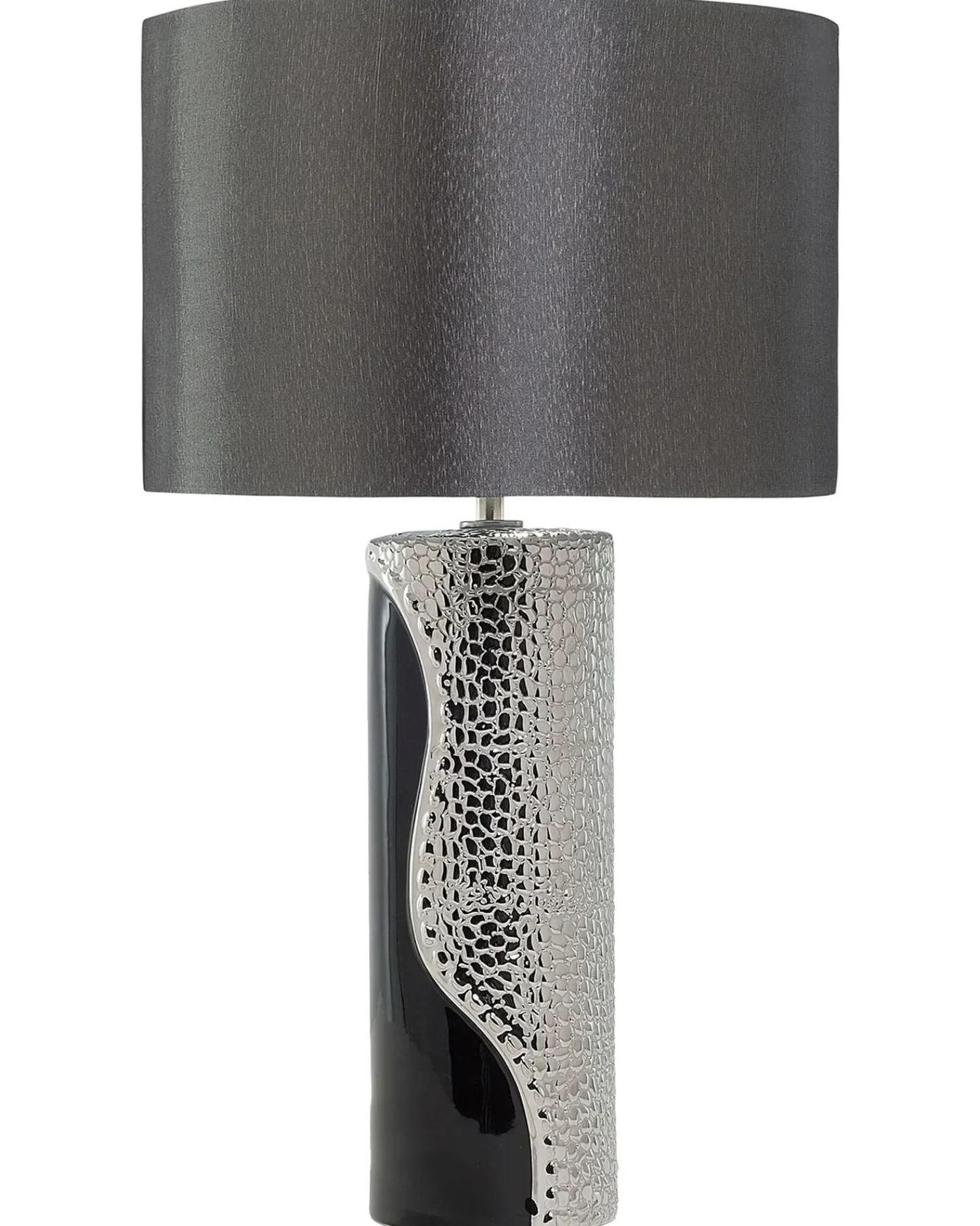 Outlet Beliani Lampada da tavolo AIKEN Porcellana Nero Argento Nero