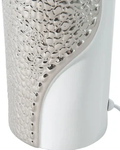 Outlet Beliani Lampada da tavolo AIKEN Porcellana Bianco Argento Bianco