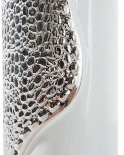 Outlet Beliani Lampada da tavolo AIKEN Porcellana Bianco Argento Bianco