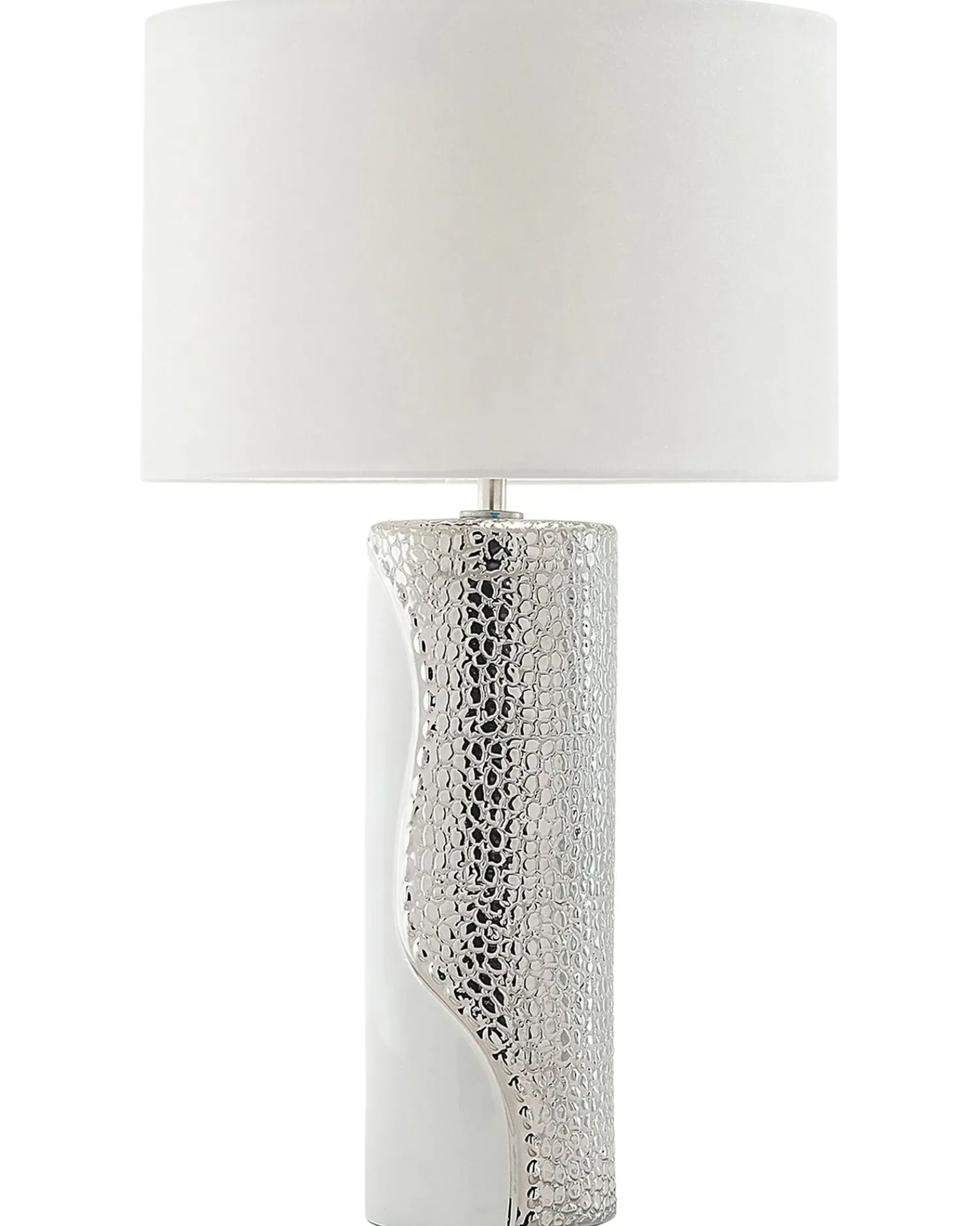 Outlet Beliani Lampada da tavolo AIKEN Porcellana Bianco Argento Bianco