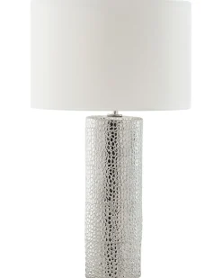 Outlet Beliani Lampada da tavolo AIKEN Porcellana Bianco Argento Bianco