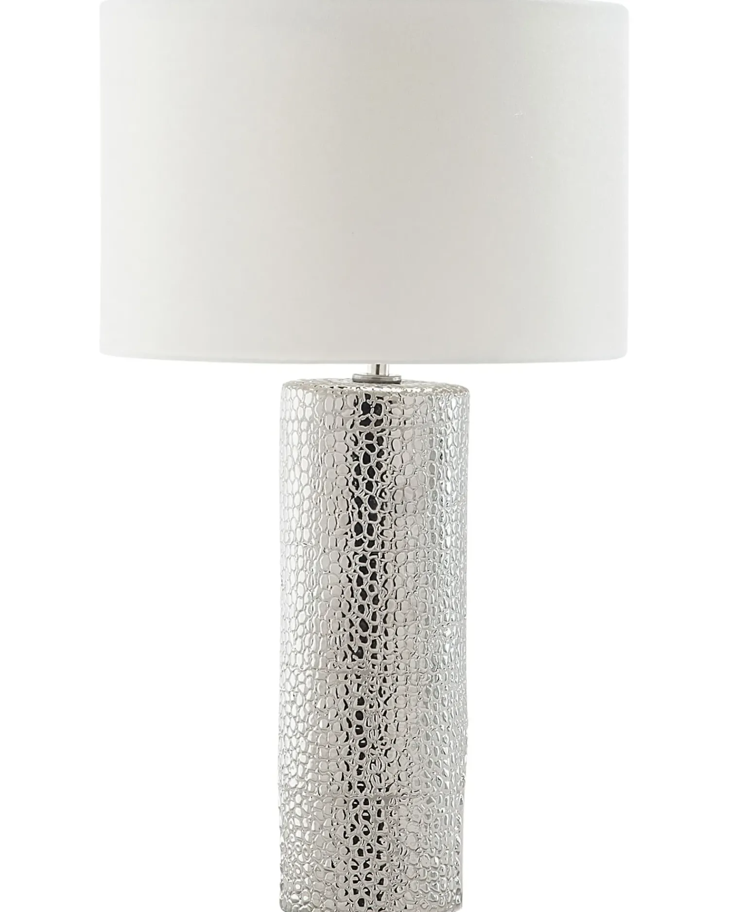 Outlet Beliani Lampada da tavolo AIKEN Porcellana Bianco Argento Bianco