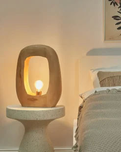 Online Beliani Lampada da tavolo AJAY Legno di mango chiaro Marrone