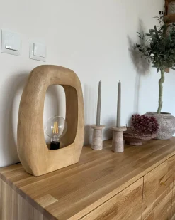 Online Beliani Lampada da tavolo AJAY Legno di mango chiaro Marrone