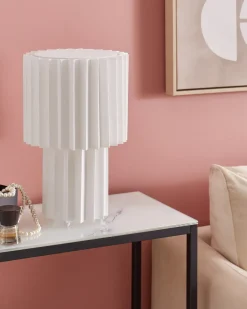 New Beliani Lampada da tavolo ALFEIOS Lino Bianco