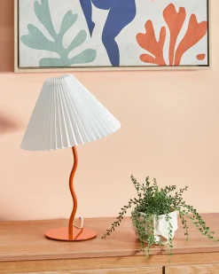 Sale Beliani Lampada da tavolo ALWERO Metallo Arancione Bianco Arancione