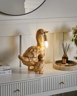 Beliani Lampada da tavolo Anatra DAFFY Oro Ottone Oro
