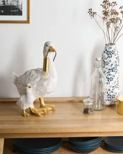 New Beliani Lampada da tavolo Anatra DAFFY Bianco Bianco Oro Ottone