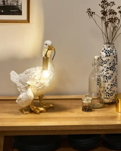 New Beliani Lampada da tavolo Anatra DAFFY Bianco Bianco Oro Ottone