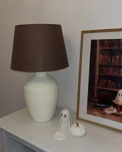 Discount Beliani Lampada da tavolo ARCOS Ceramica Bianco Bianco Marrone