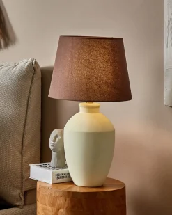 Discount Beliani Lampada da tavolo ARCOS Ceramica Bianco Bianco Marrone