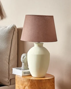 Discount Beliani Lampada da tavolo ARCOS Ceramica Bianco Bianco Marrone