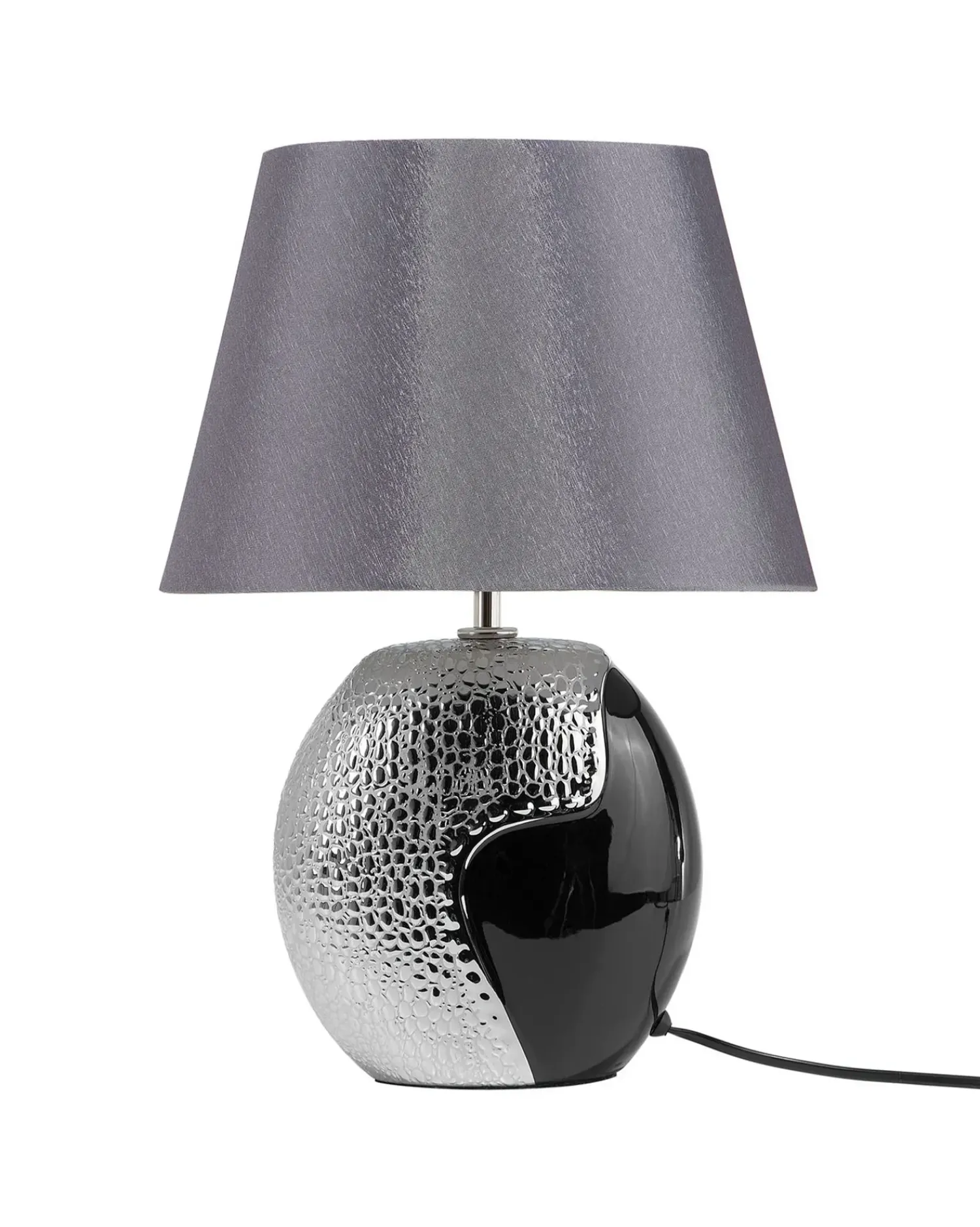 Best Beliani Lampada da tavolo ARGUN Ceramica Grigio Argento Grigio Nero