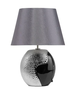 Best Beliani Lampada da tavolo ARGUN Ceramica Grigio Argento Grigio Nero