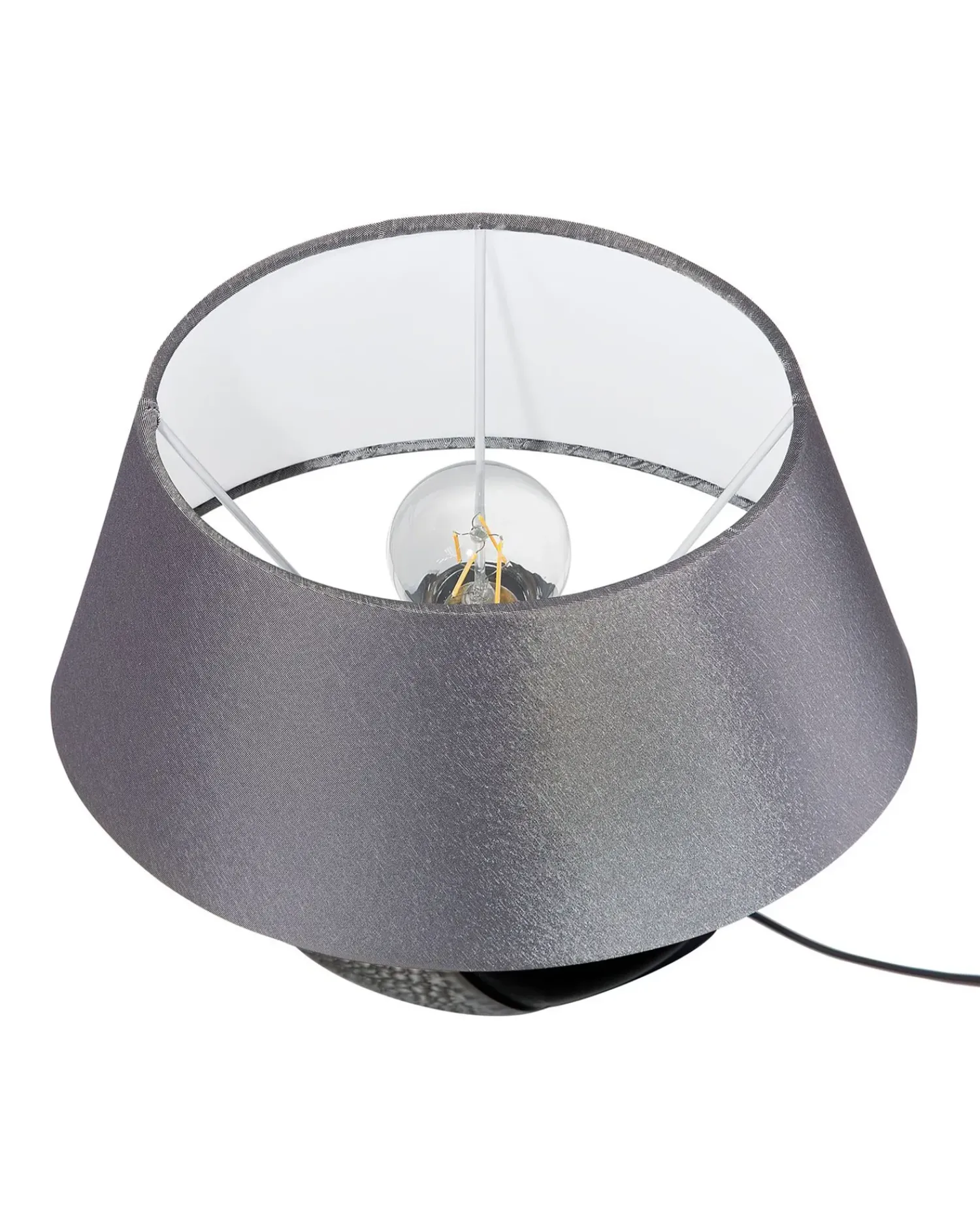 Best Beliani Lampada da tavolo ARGUN Ceramica Grigio Argento Grigio Nero