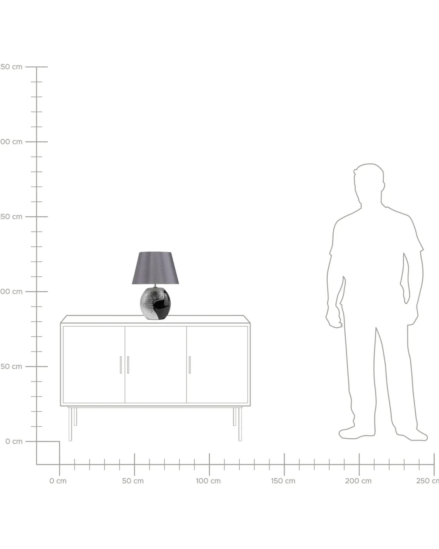 Best Beliani Lampada da tavolo ARGUN Ceramica Grigio Argento Grigio Nero