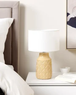 Hot Beliani Lampada da tavolo BALAO Ceramica Giallo Bianco Giallo