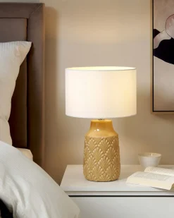 Hot Beliani Lampada da tavolo BALAO Ceramica Giallo Bianco Giallo