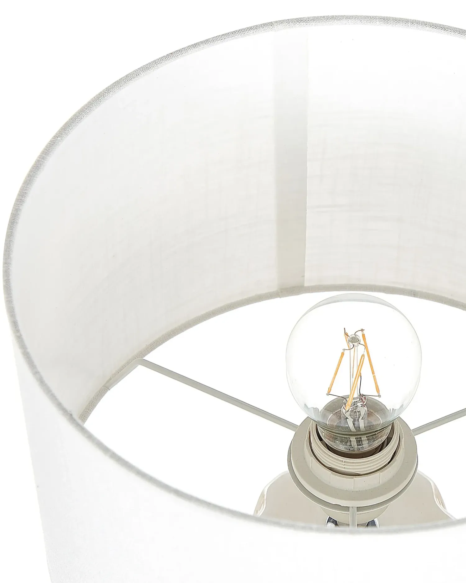 New Beliani Lampada da tavolo BALONNE Ceramica Beige chiaro Beige Bianco