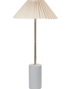 Sale Beliani Lampada da tavolo BALUARTE Lino sintetico Beige Beige Grigio Oro