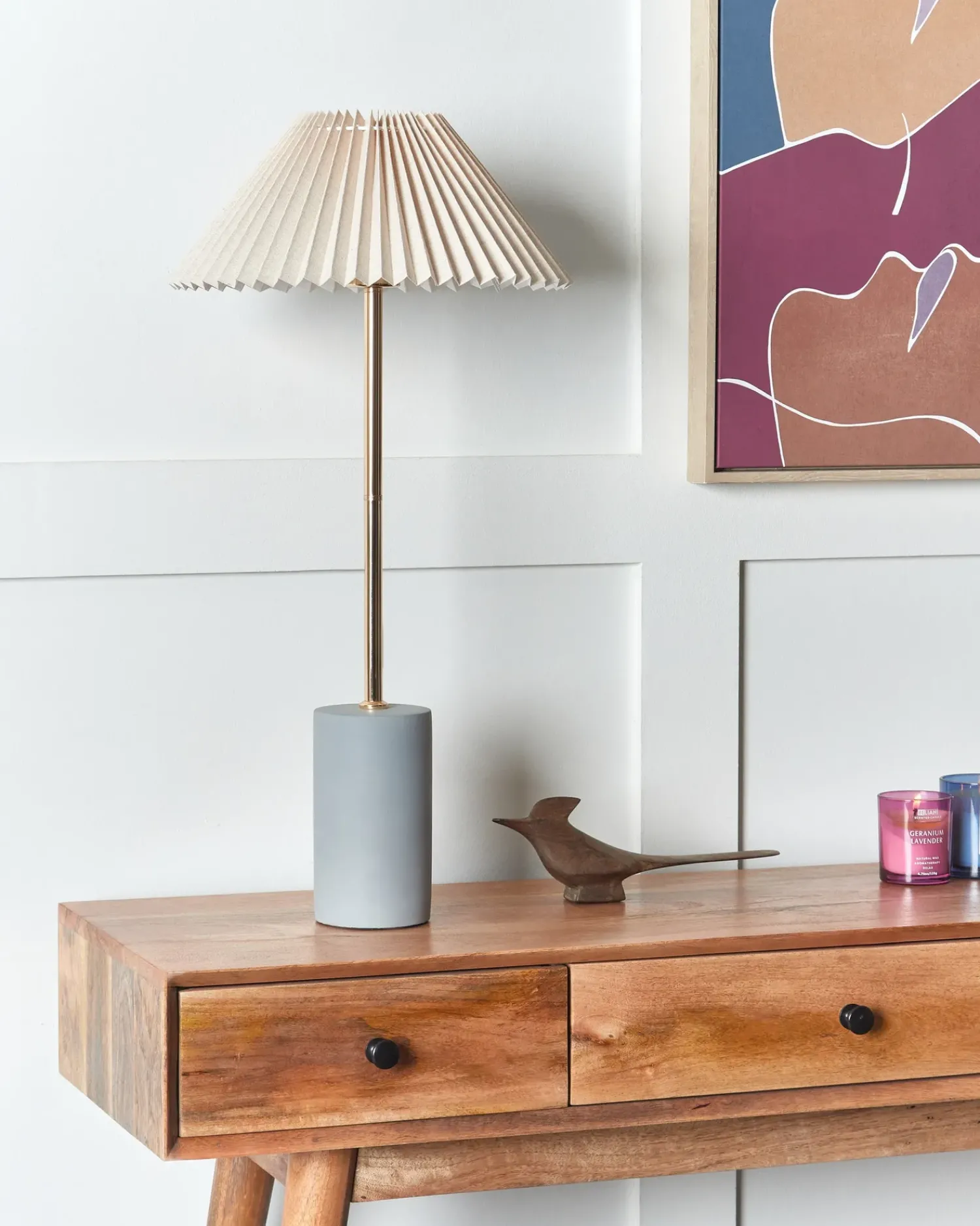 Sale Beliani Lampada da tavolo BALUARTE Lino sintetico Beige Beige Grigio Oro