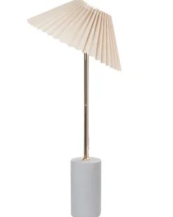 Sale Beliani Lampada da tavolo BALUARTE Lino sintetico Beige Beige Grigio Oro