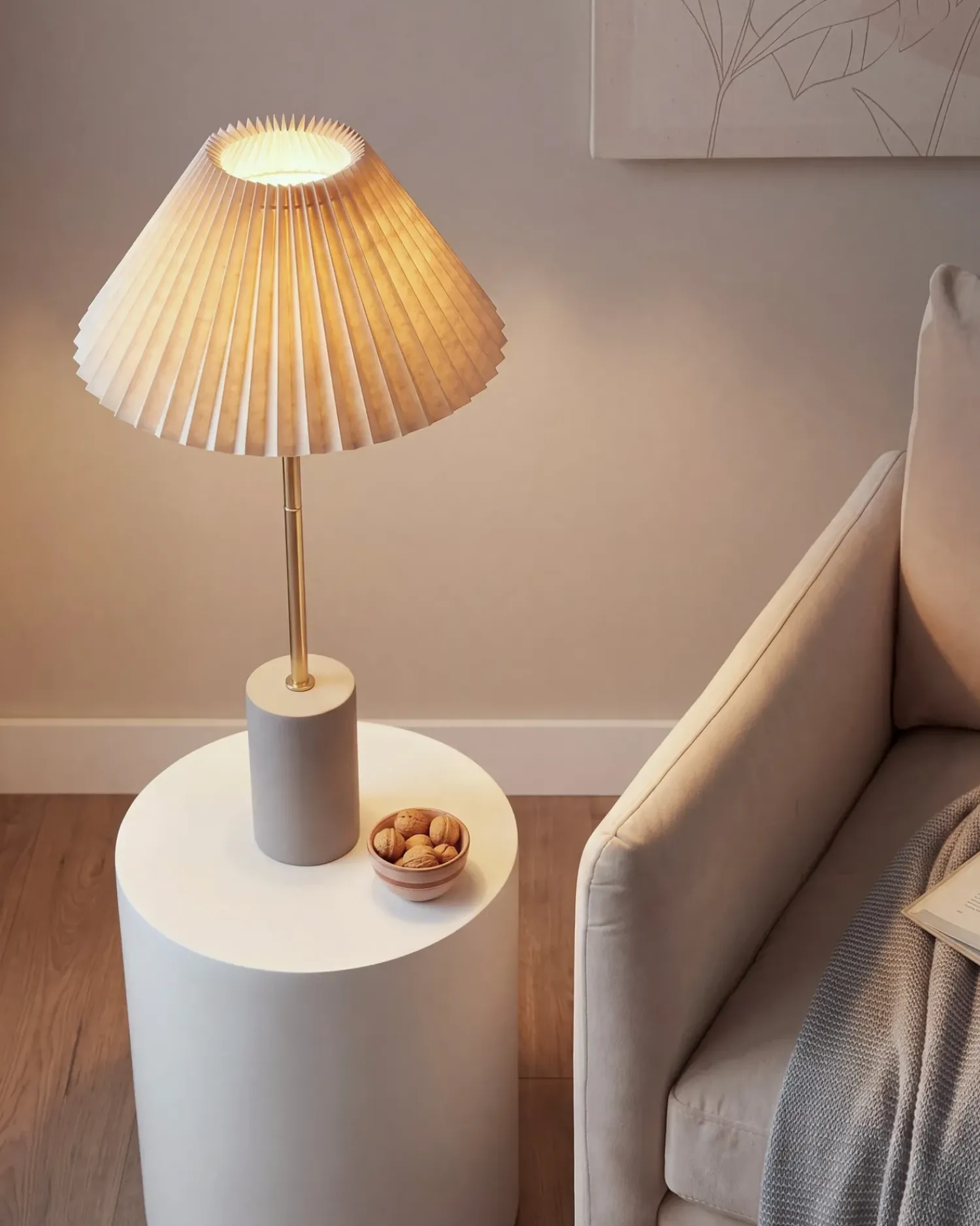 Sale Beliani Lampada da tavolo BALUARTE Lino sintetico Beige Beige Grigio Oro