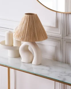Discount Beliani Lampada da tavolo BARBAS Ceramica Naturale Bianco Naturale