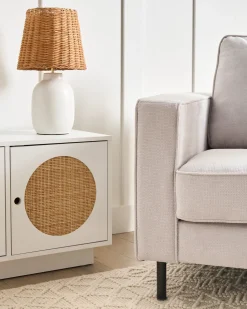 New Beliani Lampada da tavolo BARTANG Ceramica Bianco Bianco Marrone