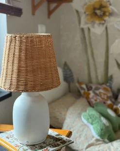 New Beliani Lampada da tavolo BARTANG Ceramica Bianco Bianco Marrone