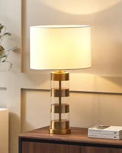 Clearance Beliani Lampada da tavolo BEATTON Metallo Oro Bianco Nero Oro Trasparente