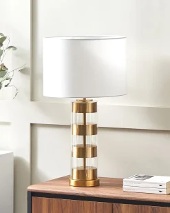 Clearance Beliani Lampada da tavolo BEATTON Metallo Oro Bianco Nero Oro Trasparente