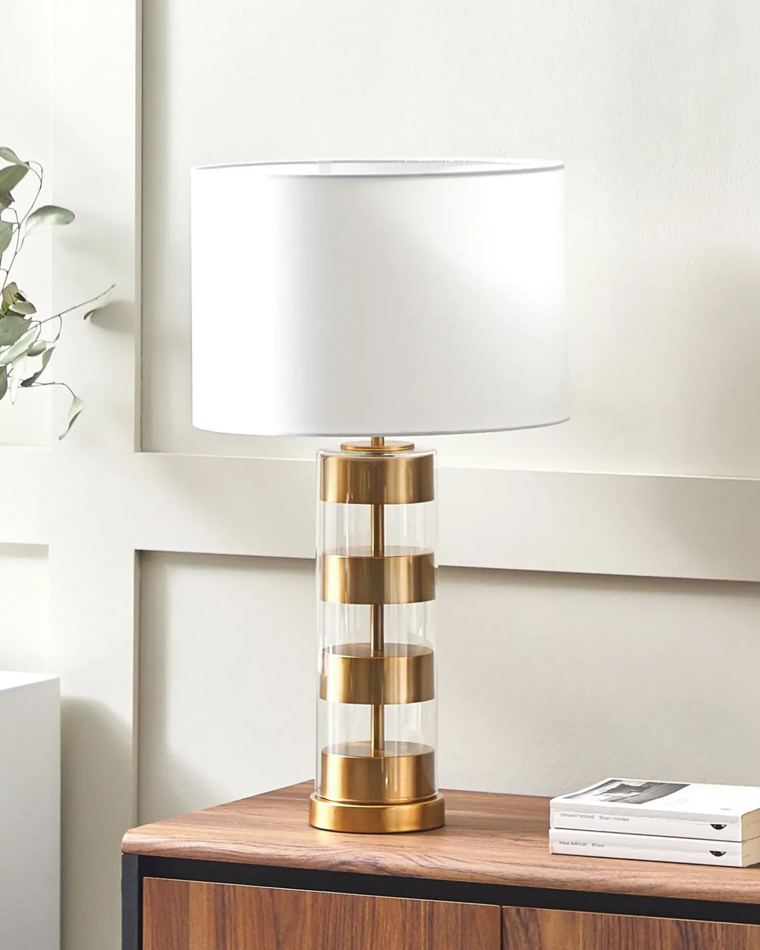 Clearance Beliani Lampada da tavolo BEATTON Metallo Oro Bianco Nero Oro Trasparente