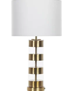 Clearance Beliani Lampada da tavolo BEATTON Metallo Oro Bianco Nero Oro Trasparente