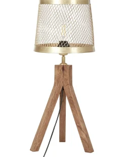 Discount Beliani Lampada da tavolo BEKI Legno di mango Marrone Ottone Marrone