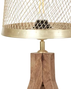 Discount Beliani Lampada da tavolo BEKI Legno di mango Marrone Ottone Marrone