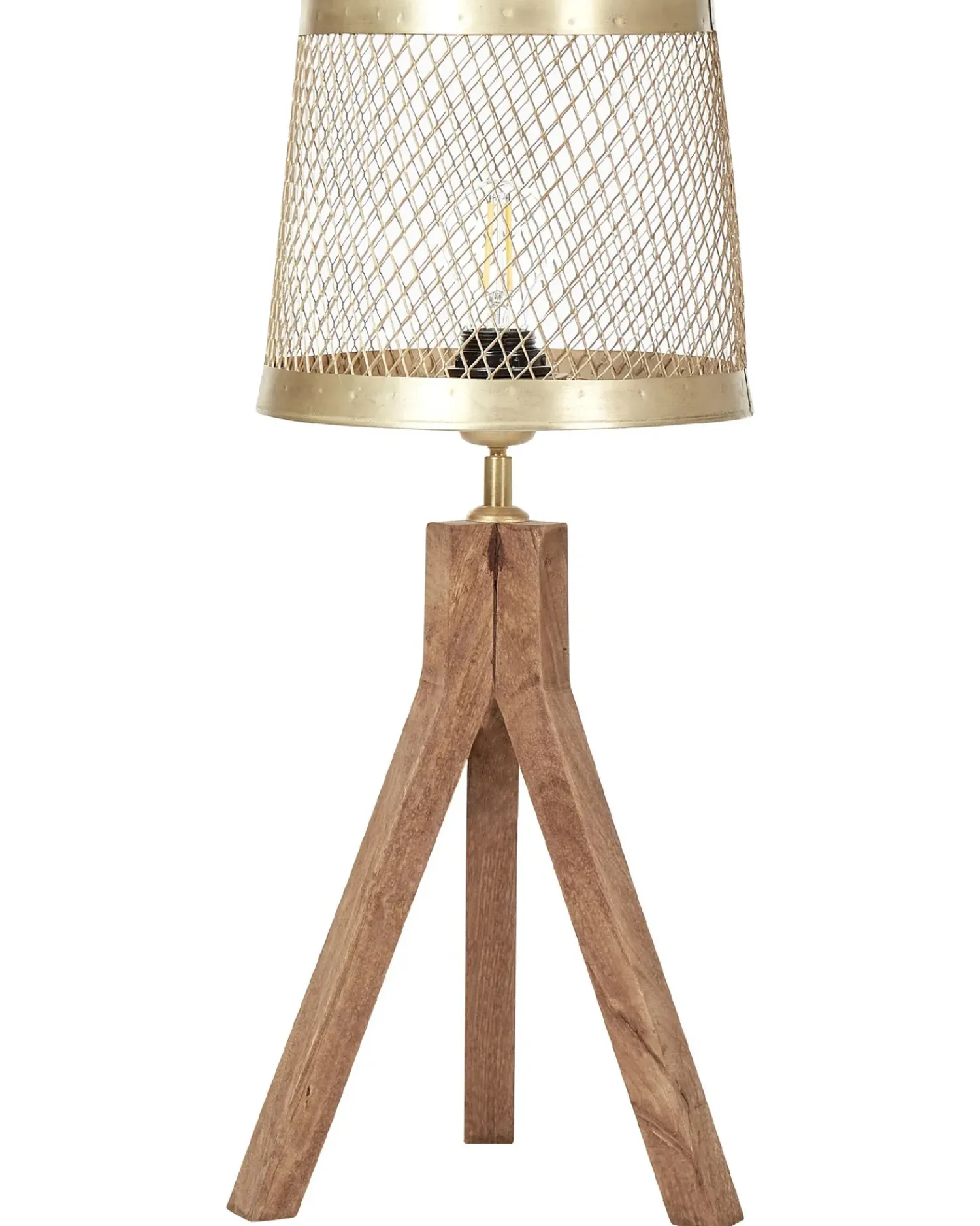 Discount Beliani Lampada da tavolo BEKI Legno di mango Marrone Ottone Marrone