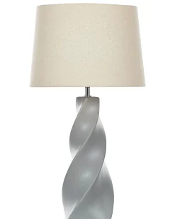Outlet Beliani Lampada da tavolo BELAYA Ceramica Grigio Beige Grigio