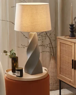 Outlet Beliani Lampada da tavolo BELAYA Ceramica Grigio Beige Grigio