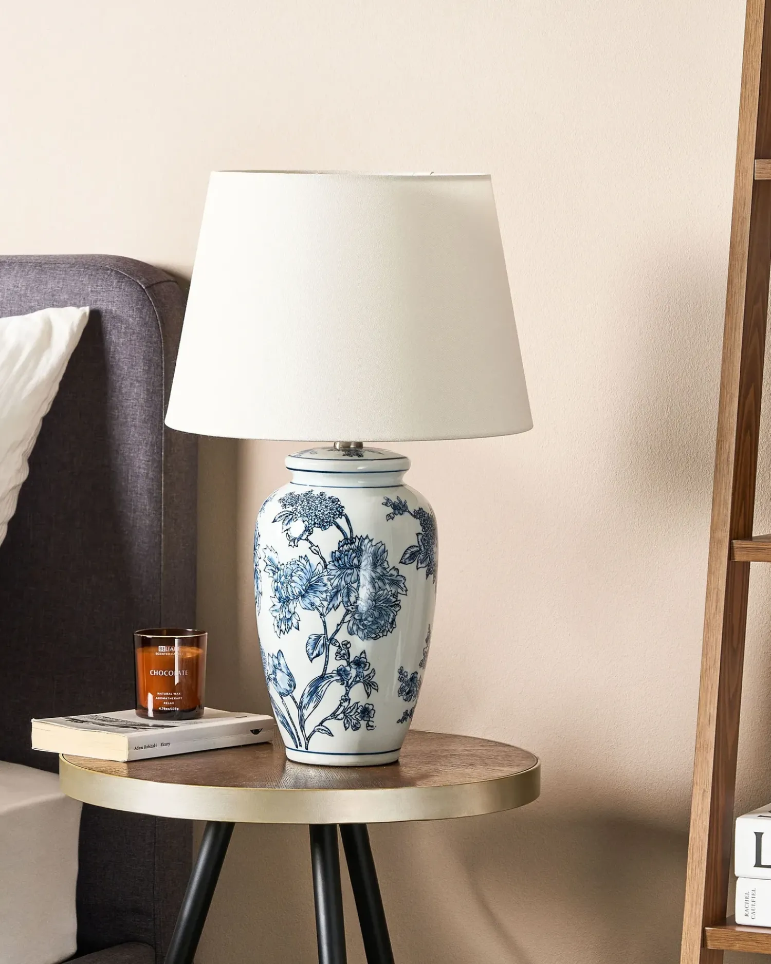 Best Beliani Lampada da tavolo BELUSO Porcellana Bianco/Blu Bianco Blu