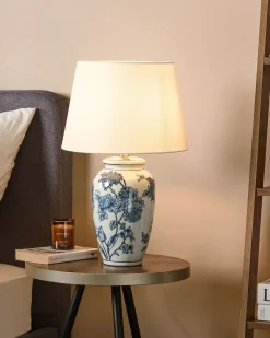 Best Beliani Lampada da tavolo BELUSO Porcellana Bianco/Blu Bianco Blu