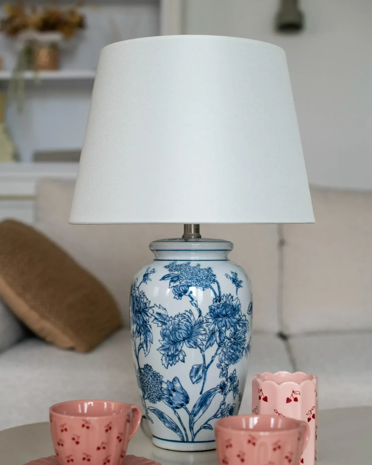 Best Beliani Lampada da tavolo BELUSO Porcellana Bianco/Blu Bianco Blu